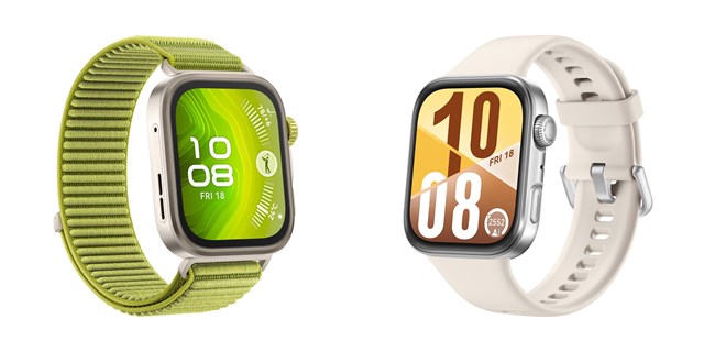 Huawei Watch Fit 4 Pro em verde e Watch Fit 4 branco.