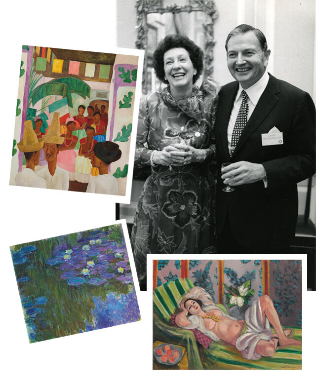 OS ARISTOCRATAS. Peggy e David Rockefeller, dos destacados membros da “aristocracia” americana, reuniram uma coleção extraordinária leiloada com pompa e circunstância pela Christie’s, em maio deste ano. Nas imagens 'The Rivals', de Diego Rivera; 'Nymphéas en Fleur', de Monet; e 'Odalisque Couchée aux Magnolias', de Matisse
