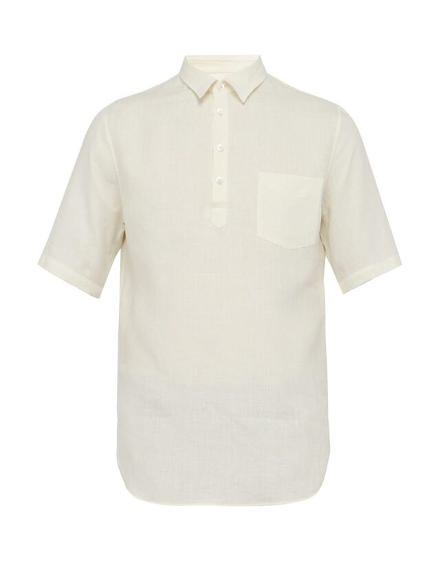 Polo em linho, €259, De Bonne Facture, em matchesfashion.com.jpg