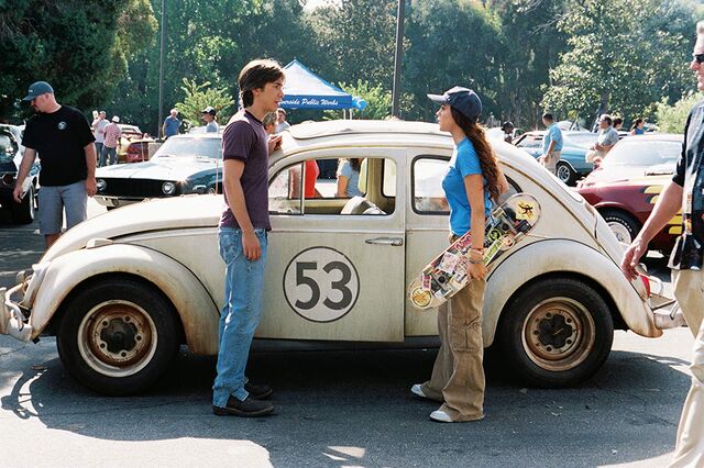 Linday Lohan e Justin Long em "Herbie: Prego a Fundo" (2005)