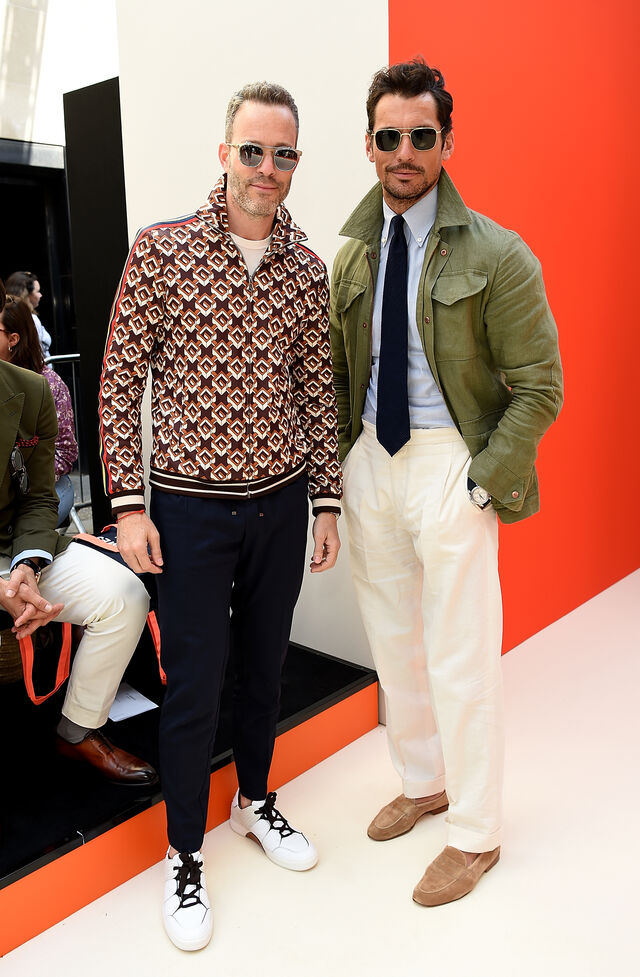 Anrew Weitz e David Gandy na semana da moda de Londres, 2018