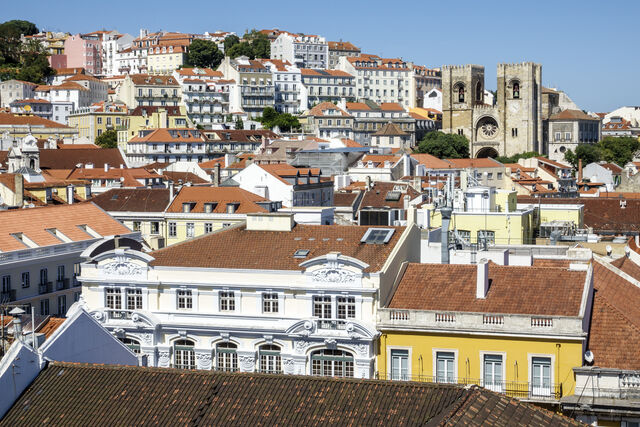 A vista sobre a zona histórica de Lisboa