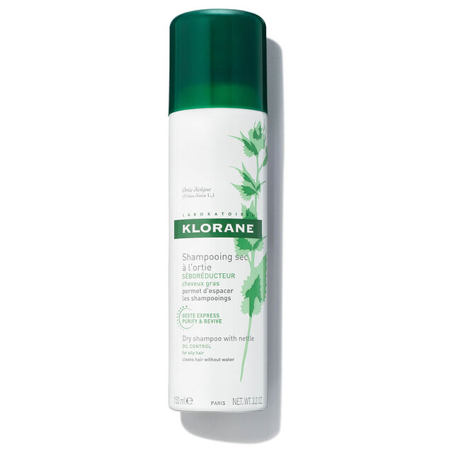 Champô seco de urtiga, regulador sebáceo, €10,95, Klorane