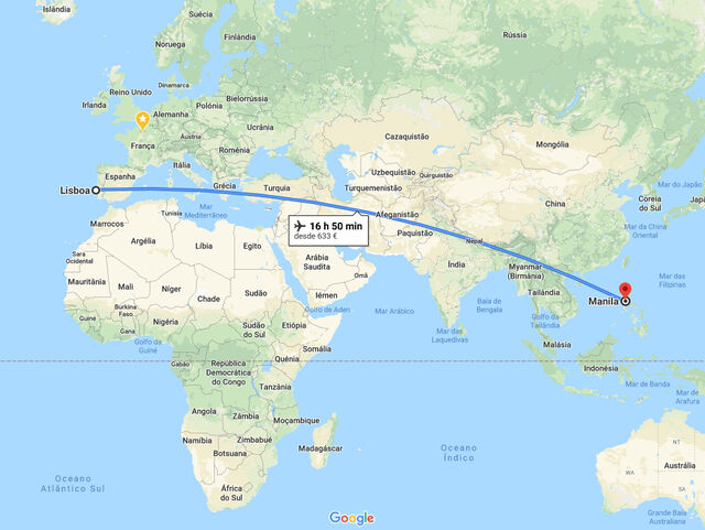 A partir de 16h50 desde Lisboa para Manila