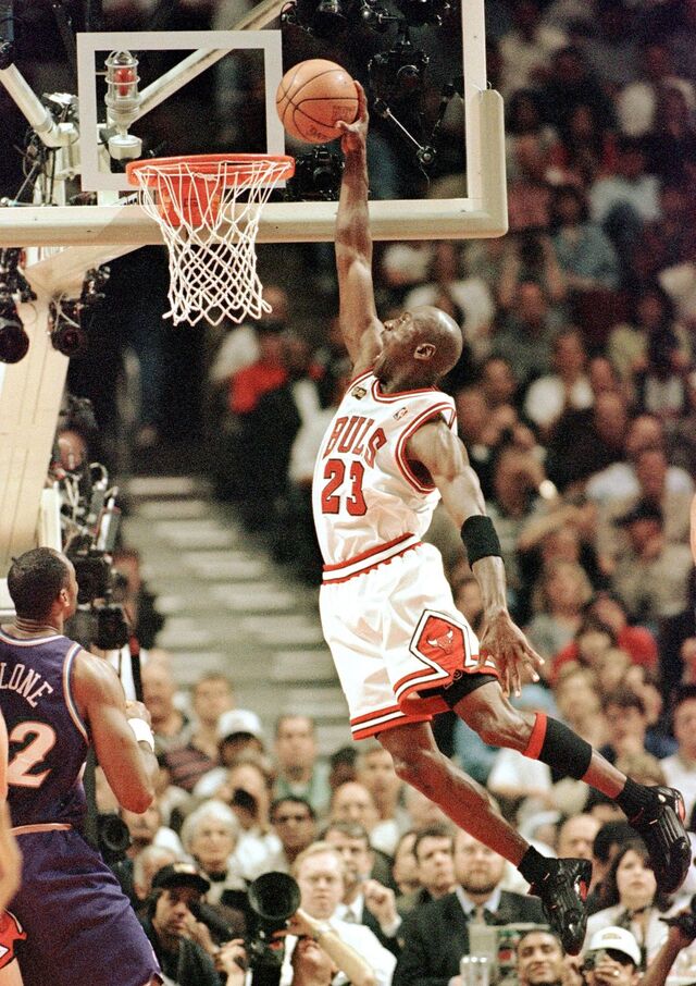 Michael jordan num jogo dos Chicago Bulls contra os Utah Jazz, a 10 de junho de 1998