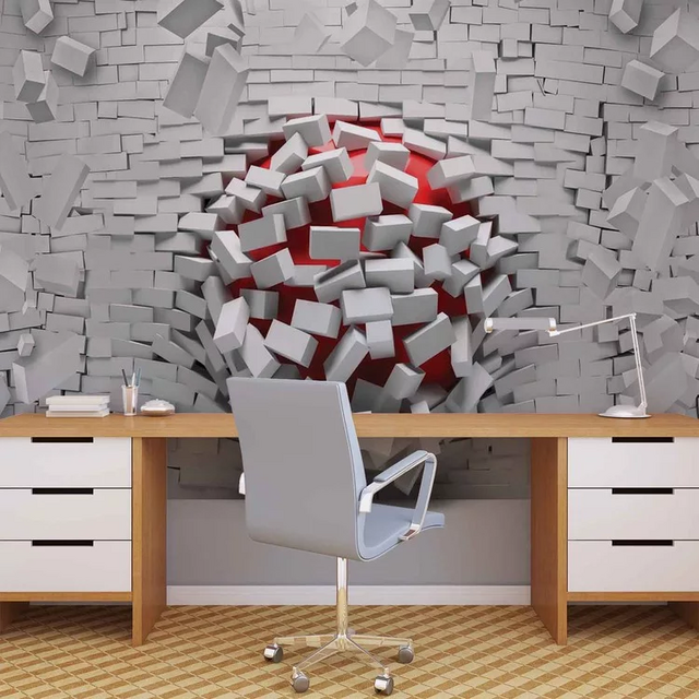 Papel de parede 3D Modern Abstract Brick Wall, a partir de €22,99, europosters.pt.png