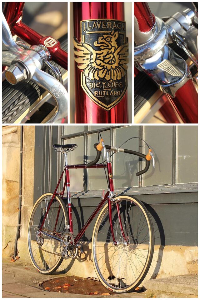 Uma bicicleta J Laverack com a geometria de um modelo moderno, mas fabricada como uma bicicleta vintage