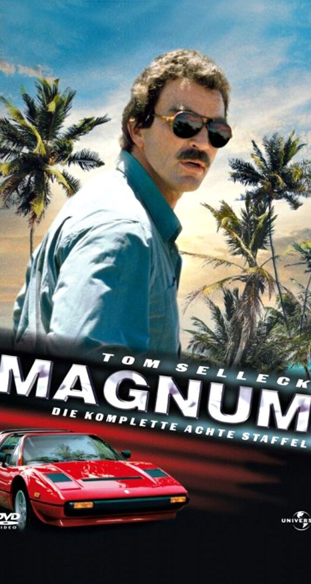 Tom Selleck como Thomas Magnum em Magnum P.I. (1980).