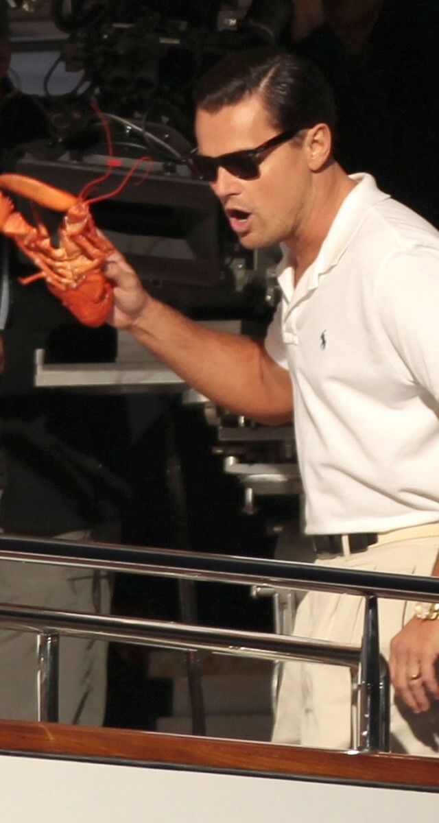 Leonardo DiCaprio como Jordan Belfort em O Lobo de Wall Street (2013).