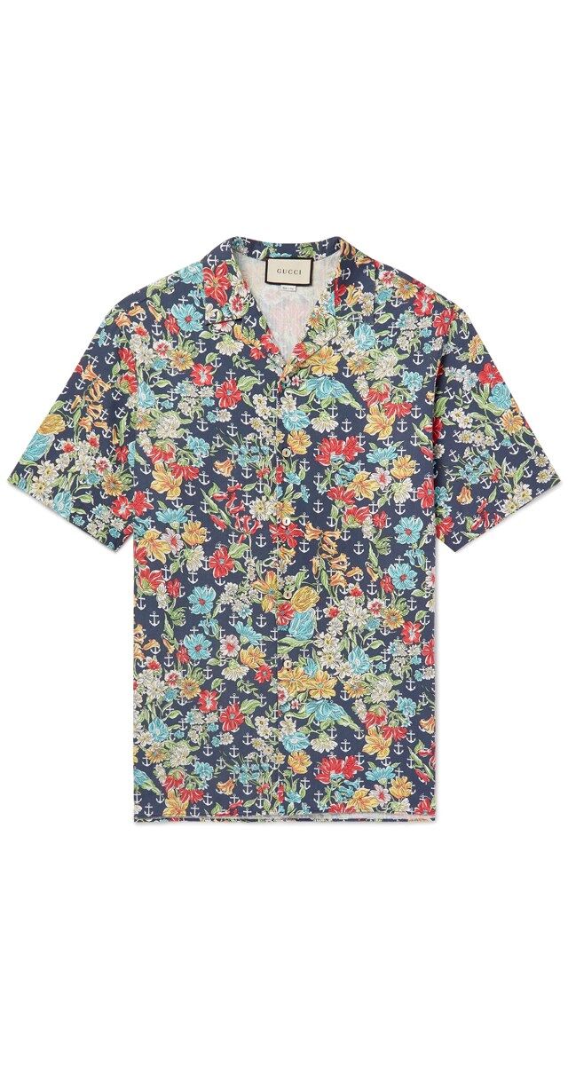Camisa em algodão estampado, € 750, Gucci