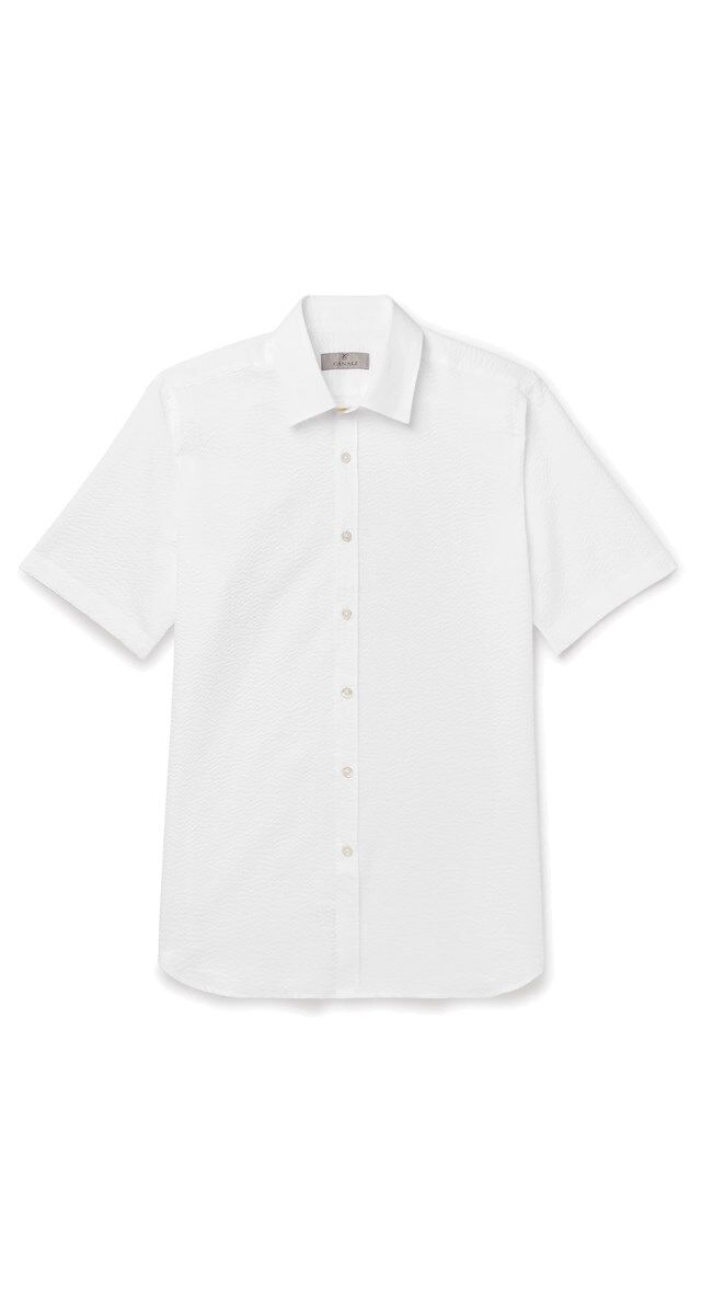 Camisa de algodão e linho, € 240, Canali