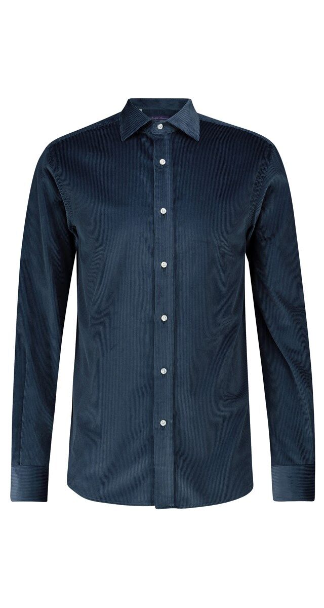 Camisa em veludo cotelê, € 790, Ralph Laurent Purple Label.