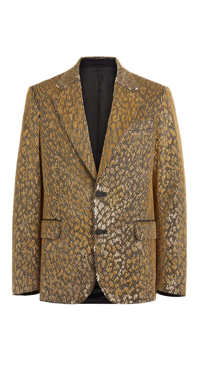 Blazer revestido a lantejoulas, € 5900, Roberto Cavalli.