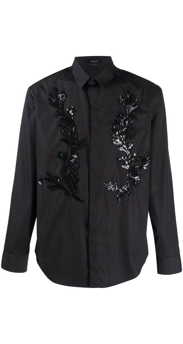 Camisa com aplicação de lantejoulas, € 1995, Versace.