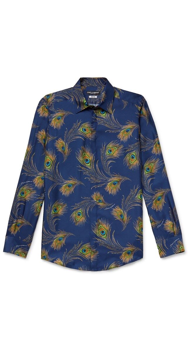 Camisa em seda estampada, € 995, Dolce & Gabbana.