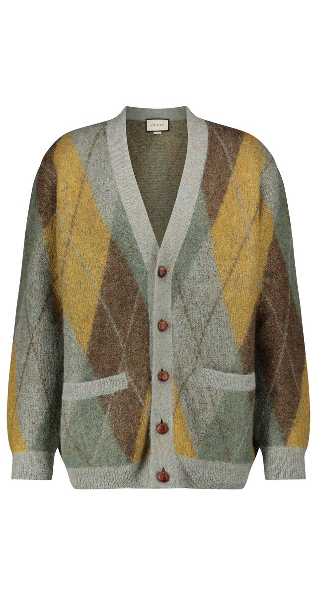 Cardigan em malha de caxemira, € 980, Gucci.