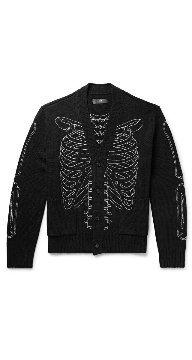 Cardigan em malha de lã ajourada, € 1090, Amiri.