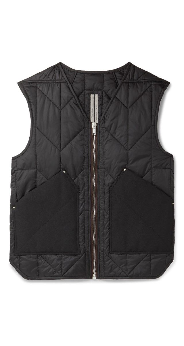Colete impermeável com bolsos em lã, € 760, Rick Owens.
