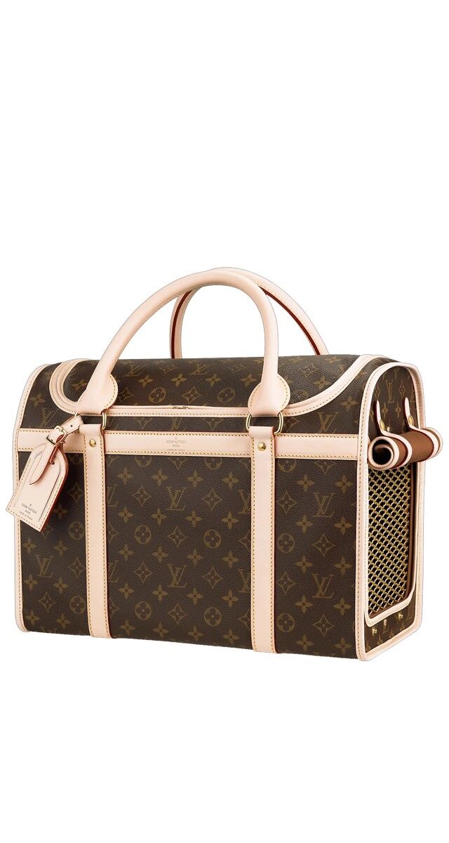 Saco de transporte Dog Carrier 40, em tela monogramada e pele, Louis Vuitton.