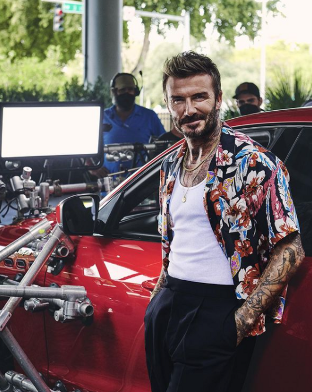 David Beckham nas filmagens da campanha do novo Maserati Levante Trofeo