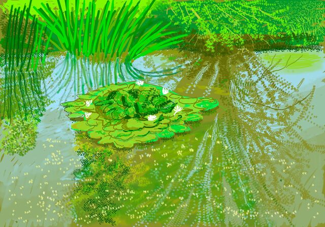 David Hockney, No. 340, 21st May 2020 (iPad painting( presente na exposição "David Hockney: The Arrival of Spring, Normandy, 2020"