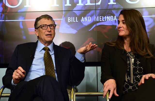 Bill e Melinda Gates num debate sobre os desenvolvimentos sustentáveis até 2030 em Bruxelas (2015)