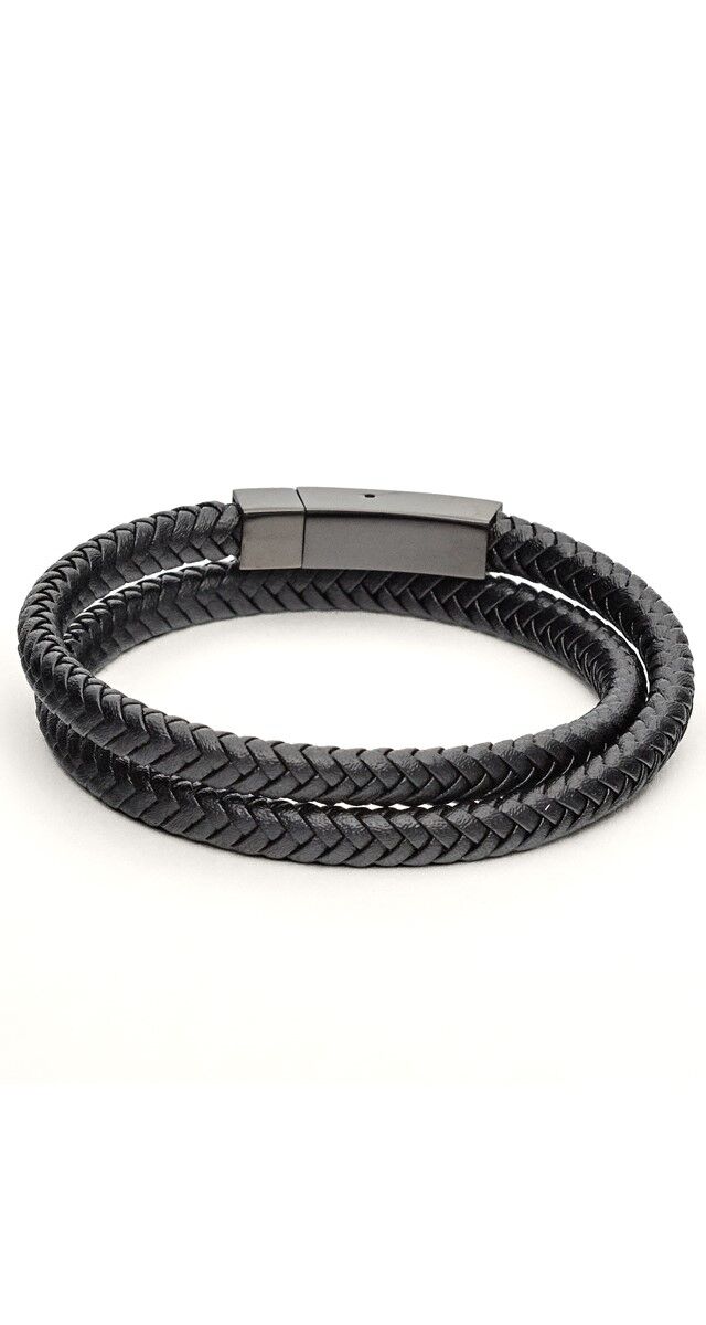 Pulseira em pele e metal, € 25,95, Massimo Dutti.