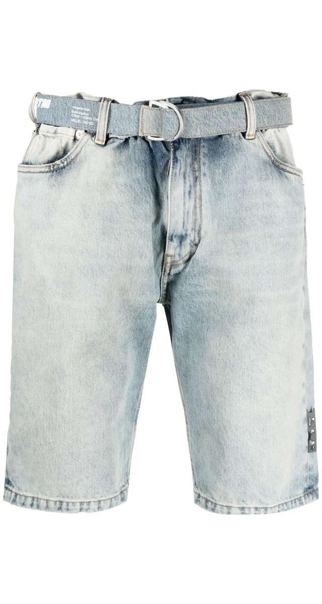 Calções em denim com cinto, € 450, Off-White na Fashion Clinic.