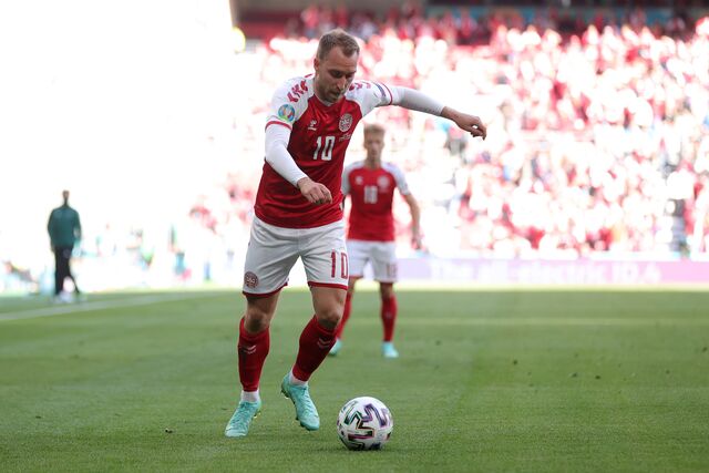 Christian Eriksen no jogo Dinamarca vs Filândia na UEFA EURO 2020