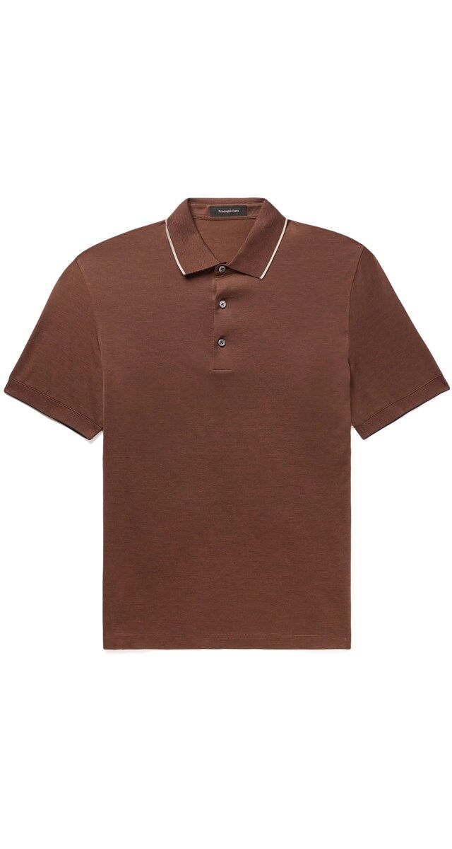 Polo em piqué de algodão, € 290, Ermenegildo Zegna.