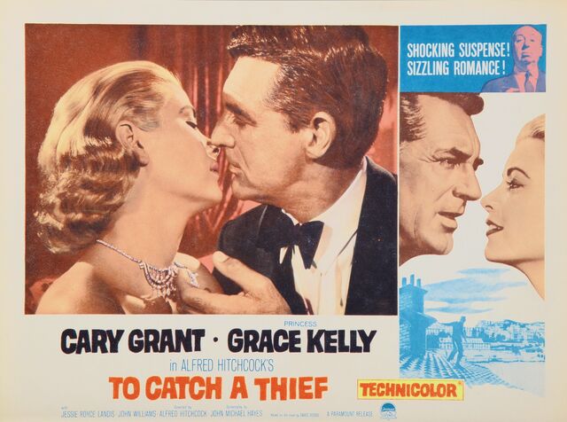 Cary Grant e Grace Kelly no filme To Catch a Thief, 1955.