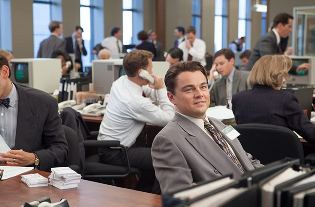 Leonardo Dicaprio, nas filmagens d'O lobo de Wall Street' (2013)