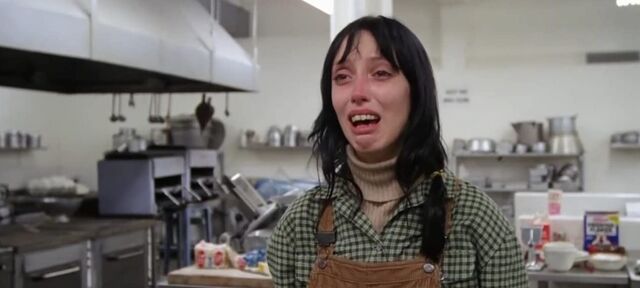 Shelley Duvall nas filmagens de 'The Shining' (1980)
