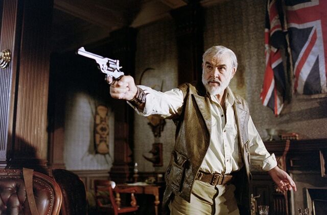 Sean Connery nas filmagens do 'Liga de Cavalheiros Extraordinários' (2003).