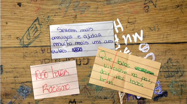 Bilhetes de alunos recolhidos pela No Bully.