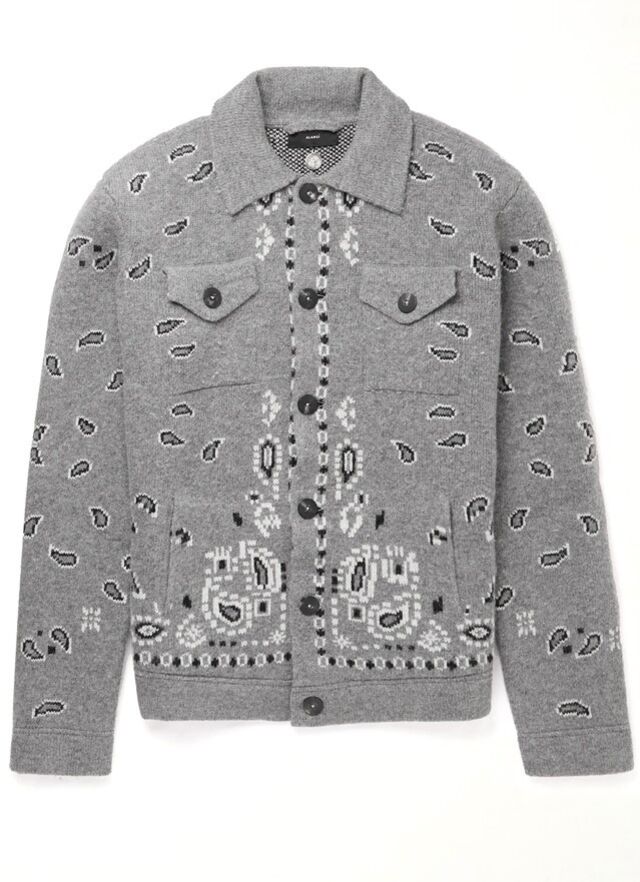 Casaco em jacquard de lã, € 962,50 (antes € 1375), Alanui no Mr. Porter