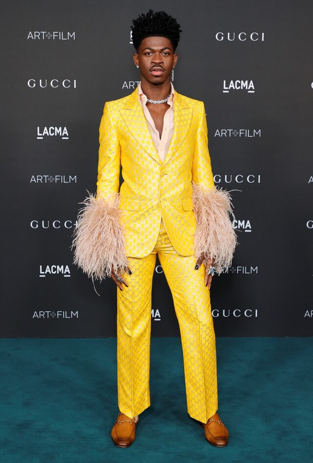 Com um look integral da Gucci na decima gala anual LACMA Art+Film, 6 de Novembro