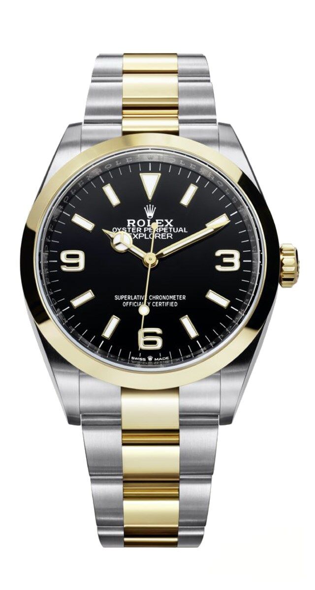 Relógio Explorer Oyster em aço Oystersteel e ouro amarelo, € 10.450, Rolex