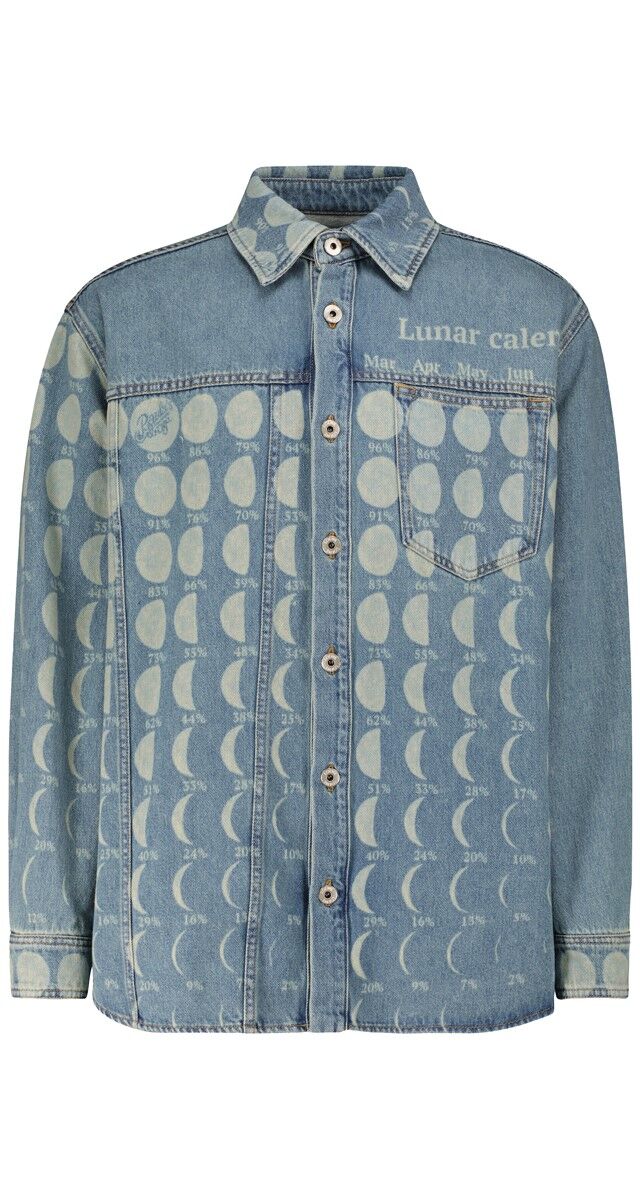 Casaco Paula’s Ibiza Moon Calendar em ganga estampada, €650, Loewe