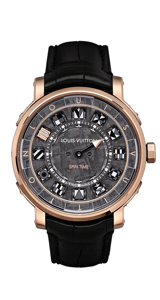 Relógio Escale Spin Time Meteorite em ouro rosa e titânio com bracelete em pele de crocodilo, €43,000, Louis Vuitton