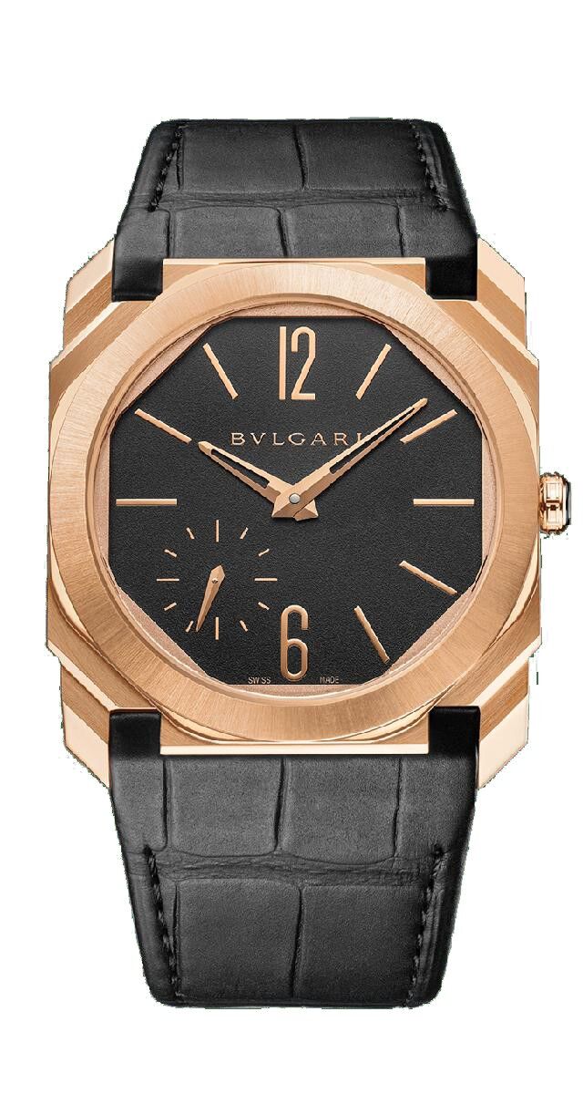 Relógio Octo Finissimo em ouro rosa com bracelete em pele de jacaré, €23,100, Bulgari