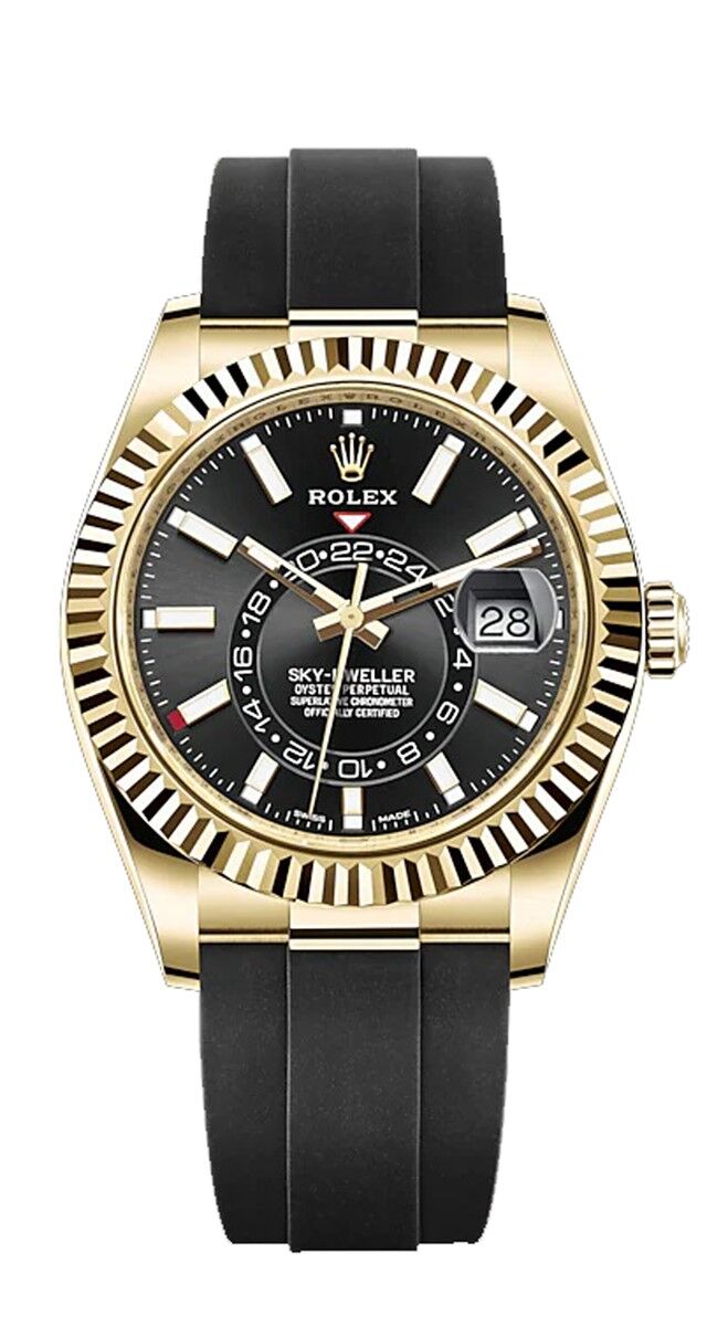 Relógio Oyster Perpetual Sky-Dweller em ouro amarelo com bracelete Oysterflex, €38,600, Rolex