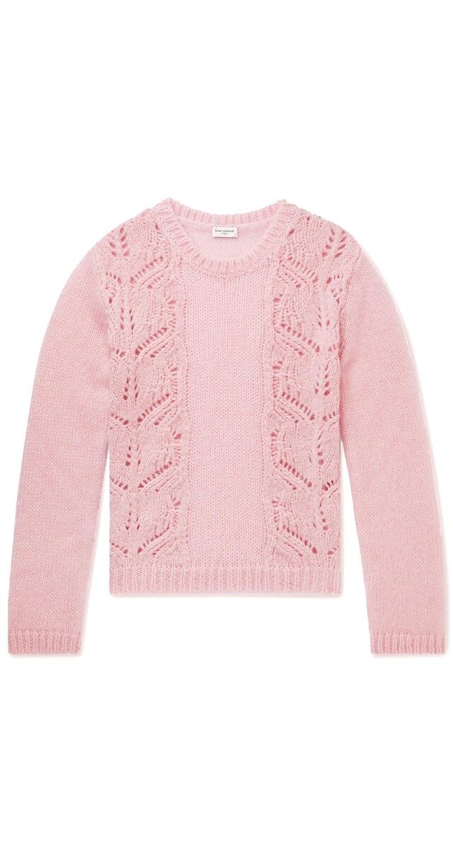 Camisola em malha de caxemira e seda, € 890, Saint Laurent