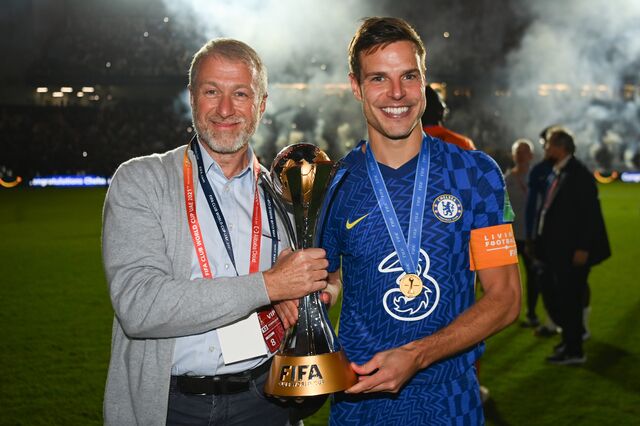 Roman Abramovich no jogo final entre Chelsea e Palmeiras no Estádio Mohammed Bin Zayed a 12 de fevereiro de 2022 em Abu Dhabi