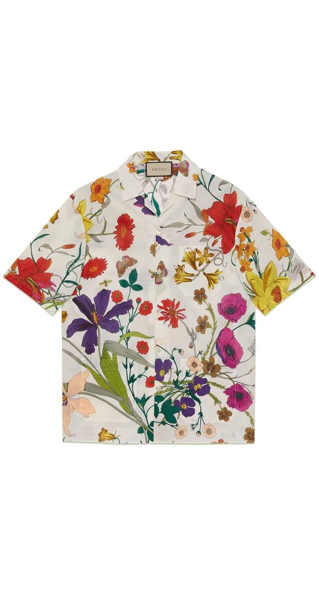 Camisa em algodão com estampado Flora, € 750, Gucci