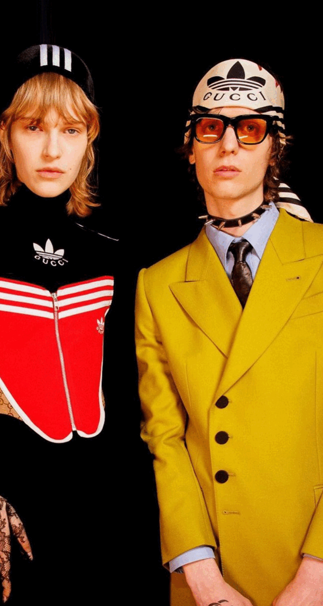 A coleção Gucci Inverno 2022, em parceria com a Adidas, estará em loja no final de junho