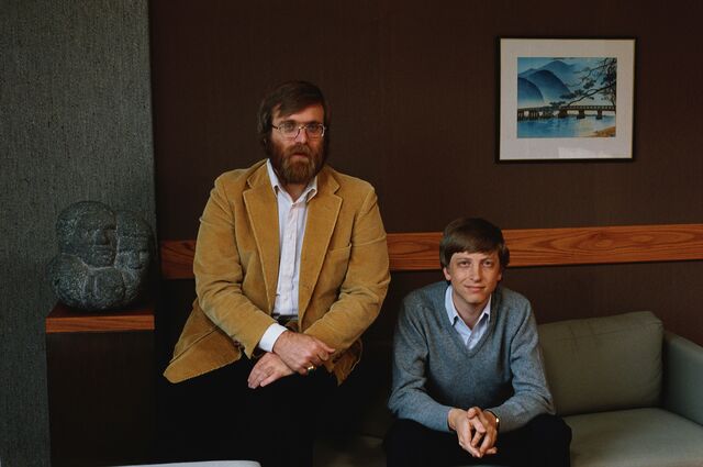 Bill Gates e Paul Allen, co-fundadores da Microsoft, 1984