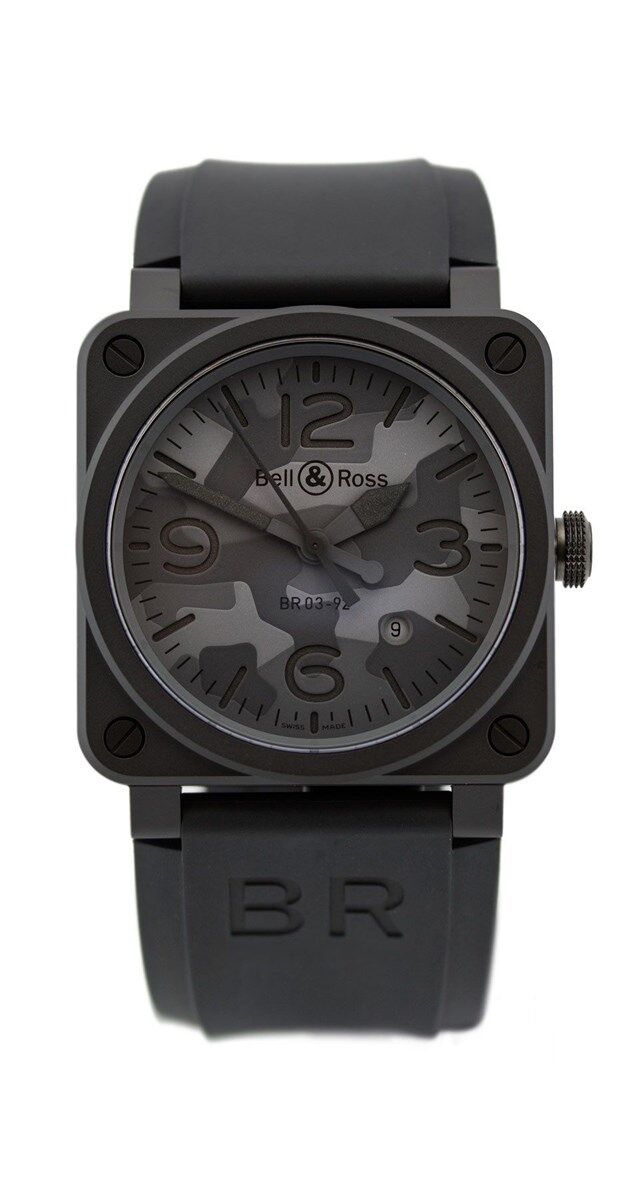 3. Relógio BR03-92 Black Camo automático em cerâmica e bracelete em borracha, € 3600, Bell & Ross