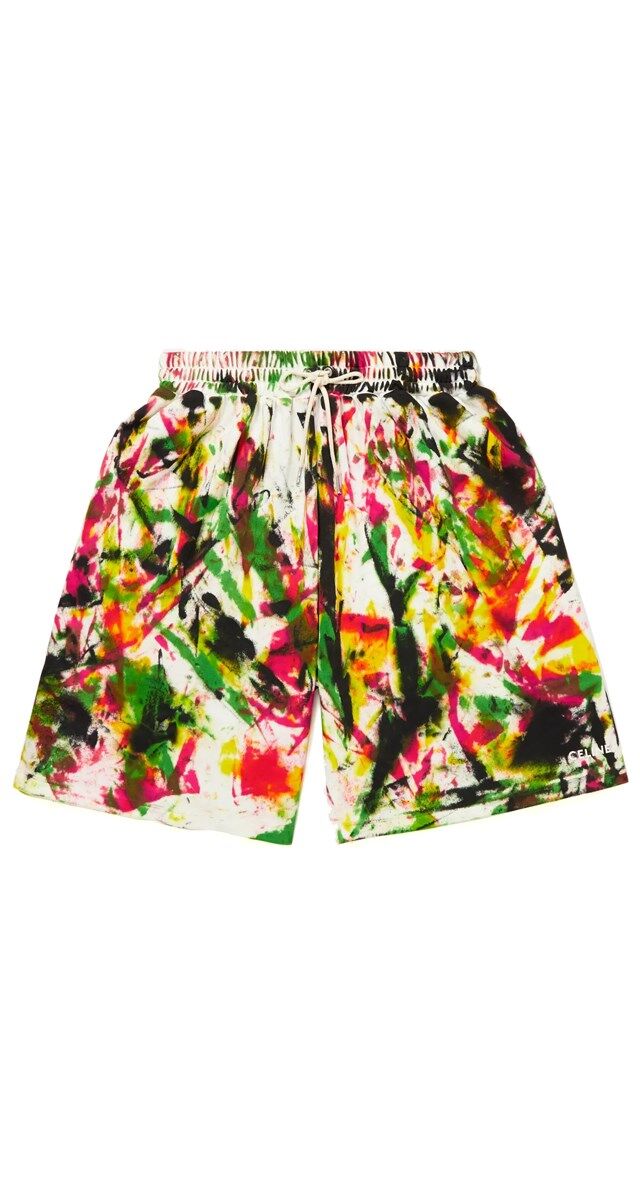 Calções em jersey de algodão estampado, € 690, Celine Homme