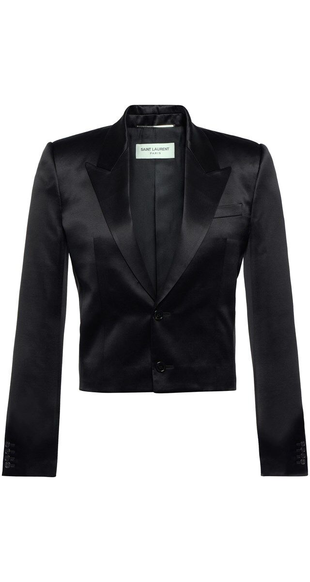 Blazer em cetim de seda, € 2190, Saint Laurent